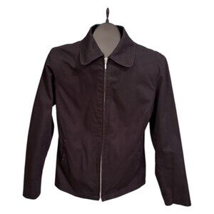 GAP Vintage Cotton Full Front Zip Jacket M Solid Black Fully Lined Y2K 10/2000